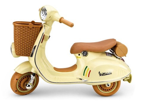 SKUTER TRÓJKOŁOWY NA AKUMULATOR DLA DZIECKA VESPA XW-03 LED MP3 USB SKÓRA