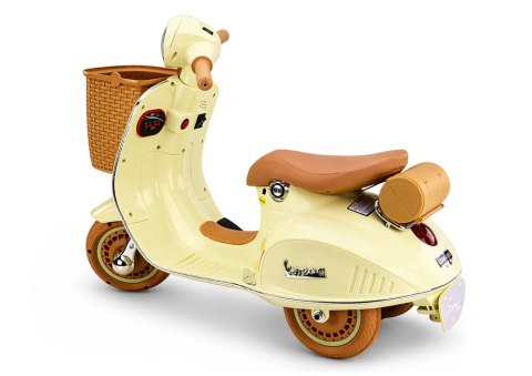 SKUTER TRÓJKOŁOWY NA AKUMULATOR DLA DZIECKA VESPA XW-03 LED MP3 USB SKÓRA