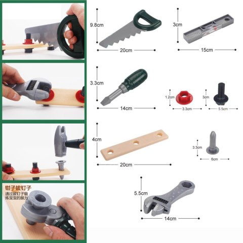 WOOPIE Duża Skryznka z Narzędziami dla Dzieci Zestaw Majsterkowicza Wkrętarko-Wiertarka 15 el.