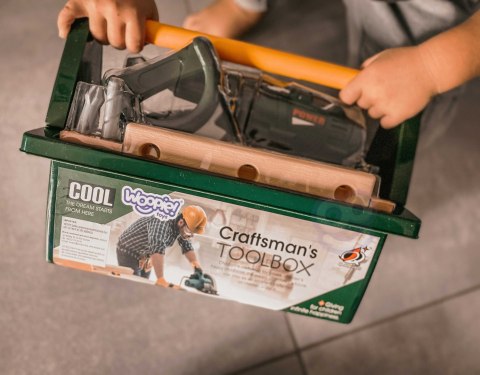 WOOPIE Duża Skryznka z Narzędziami dla Dzieci Zestaw Majsterkowicza Wkrętarko-Wiertarka 15 el.