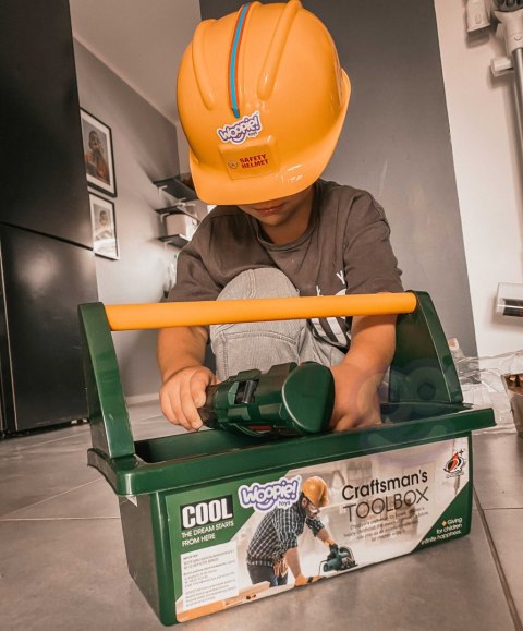 WOOPIE Duża Skryznka z Narzędziami dla Dzieci Zestaw Majsterkowicza Wkrętarko-Wiertarka 15 el.