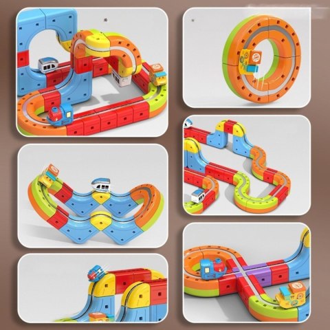 WOOPIE Magiczna Kolejka Kostkowa Klocki Konstrukcyjne Tor Antygrawitacyjny Magnetyczny 18el..