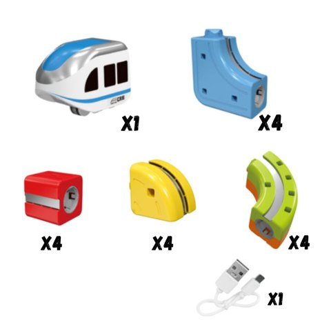 WOOPIE Magiczna Kolejka Kostkowa Klocki Konstrukcyjne Tor Antygrawitacyjny Magnetyczny 18el..