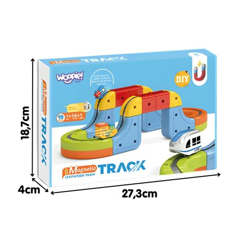 WOOPIE Magiczna Kolejka Kostkowa Klocki Konstrukcyjne Tor Antygrawitacyjny Magnetyczny 18el..