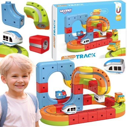WOOPIE Magiczna Kolejka Kostkowa Klocki Konstrukcyjne Tor Antygrawitacyjny Magnetyczny 32el.