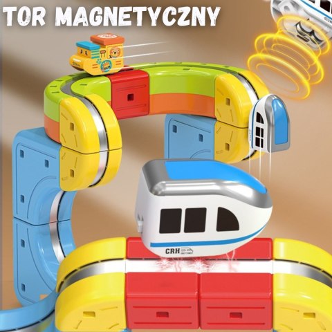 WOOPIE Magiczna Kolejka Kostkowa Klocki Konstrukcyjne Tor Antygrawitacyjny Magnetyczny 32el.