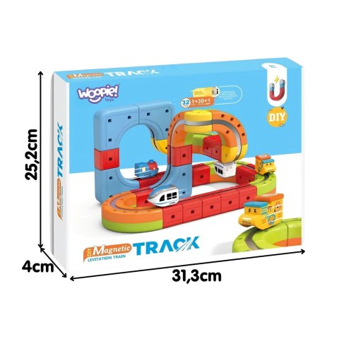 WOOPIE Magiczna Kolejka Kostkowa Klocki Konstrukcyjne Tor Antygrawitacyjny Magnetyczny 32el.