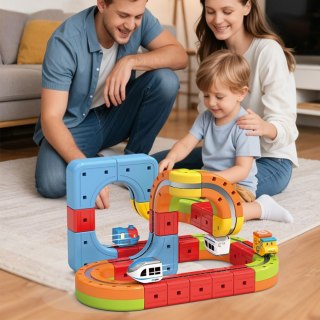 WOOPIE Magiczna Kolejka Kostkowa Klocki Konstrukcyjne Tor Antygrawitacyjny Magnetyczny 68el.