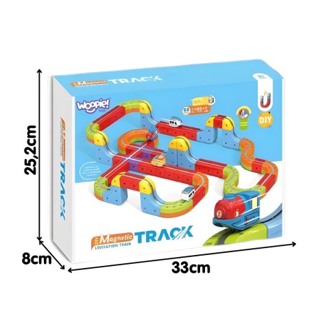 WOOPIE Magiczna Kolejka Kostkowa Klocki Konstrukcyjne Tor Antygrawitacyjny Magnetyczny 68el.
