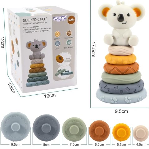 ZESTAW EDUKACYJNA PIRAMIDKA KOALA 2W1 GRYZAK DLA DZIECI EDUKACYJNY