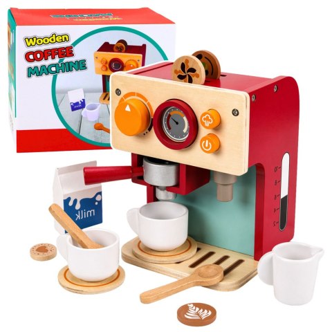 DREWNIANY EKSPRES DO KAWY DLA DZIECI FILIŻANKI AKCESORIA MAŁY BARISTA