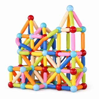 KLOCKI MAGNETYCZNE 3D PATYCZKI KONSTRUKCYJNE W PUDEŁKU ZESTAW 166 EL.