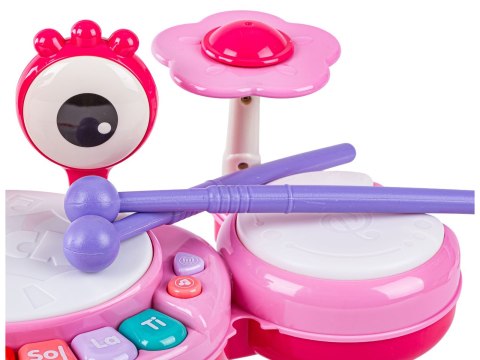 Edukacyjna Mini Perkusja Krab Pianinko Mikrofon Zestaw Muzyczny Różowy