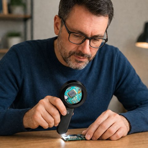 MIKROSKOP PRZENOŚNY CYFROWY RĘCZNY LUPA KAMERA HD X100 EKRAN IPS 8XLED