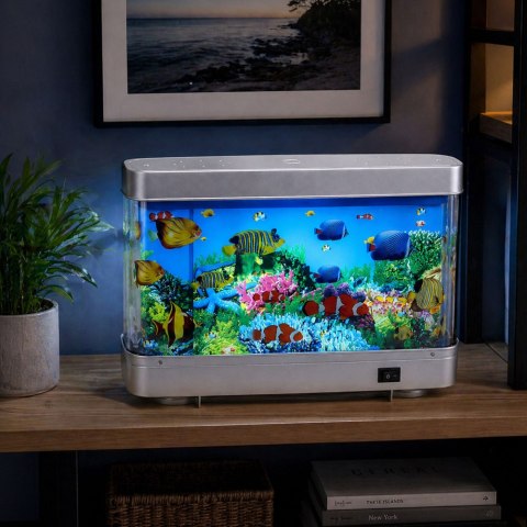 LAMPKA NOCNA AKWARIUM DEKORACYJNE ŚWIATŁO LED RUCHOME RYBKI 3D KOLOROWE