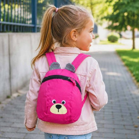 PLECAK DZIECIĘCY MIŚ Z USZAMI RÓŻOWY DLA PRZEDSZKOLAKA REG. SZELKI SMYCZ