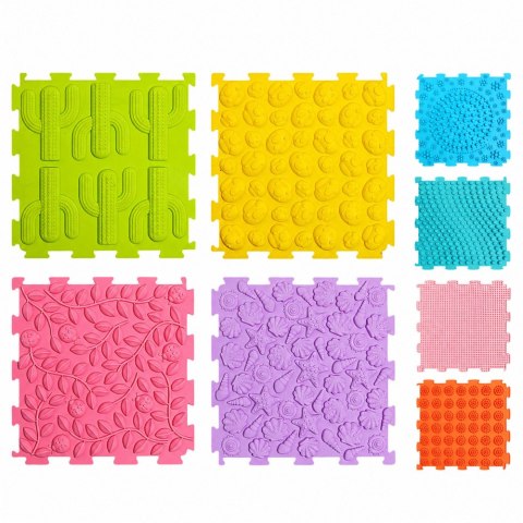 PUZZLE MATA SENSORYCZNA SILIKONOWA ŚCIEŻKA DLA DZIECI KOLOROWE 25X25CM 12EL