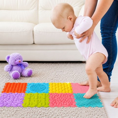 PUZZLE MATA SENSORYCZNA SILIKONOWA ŚCIEŻKA DLA DZIECI KOLOROWE 25X25CM 12EL