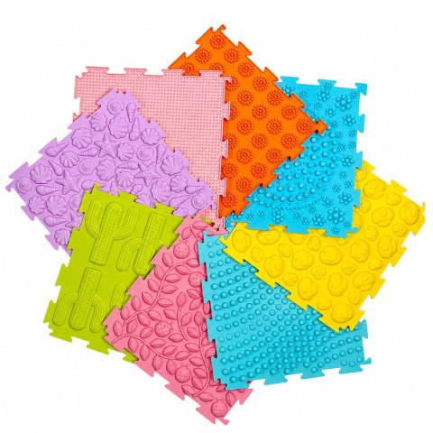 PUZZLE MATA SENSORYCZNA SILIKONOWA ŚCIEŻKA DLA DZIECI KOLOROWE 25X25CM 12EL
