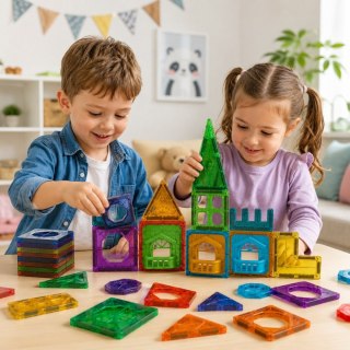 WOOPIE Klocki Magnetyczne Konstrukcyjne 3D Zestaw Edukacyjny Zamek 30el.