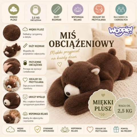 WOOPIE Pluszak Obciążeniowy Miś Antystresowy Sensoryczny Ciężkomiś Przytulanka 65cm 2,5 kg