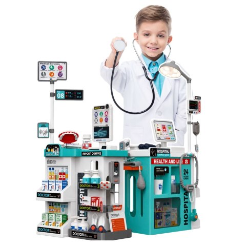DUŻY ZESTAW MEDYCZNY DLA DZIECI MAŁY LEKARZ DOKTOR ŚWIATŁA DŹWIĘKI 77EL.