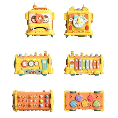 INTERAKTYWNY AUTOBUS DLA DZIECI MONTESSORI EDUKACYJNY 6W1 MŁOTECZEK