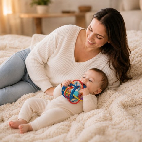 WOOPIE BABY Zabawka Sensoryczna 2w1 Gryzak Grzechotka Montessori