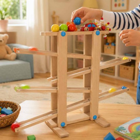 DREWNIANY TOR KULKOWY SAMOCHODOWY KULODROM ZJEŻDŻALNIA PIŁEK MONTESSORI XXL