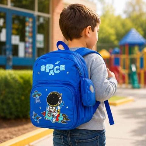 PLECAK SZKOLNY ASTRONAUTA DLA PRZEDSZKOLAKA 30X14X23CM 1 KOMORA SASZETKA