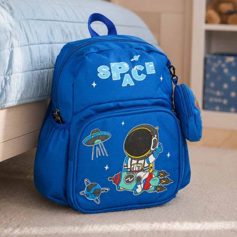PLECAK SZKOLNY ASTRONAUTA DLA PRZEDSZKOLAKA 30X14X23CM 1 KOMORA SASZETKA