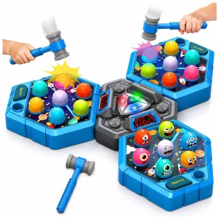 GRA ZRĘCZNOŚCIOWA WHACK-A-MOLE UDERZ KRETA DLA 3 OSÓB ŚWIATŁA DŹWIĘK 3 TRYBY