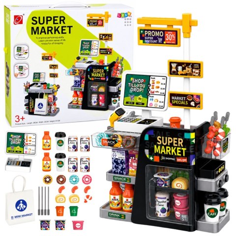 SUPERMARKET SKLEP INTERAKTYWNY KASA SKANER PRODUKTY 65 EL. ŚWIATŁA DŹWIĘKI