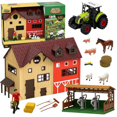 ZESTAW FIGUREK FARMA TRAKTOR Z PRZYCZEPĄ ZWIERZĘTA ZAGRODA AKCESORIA 44 EL.