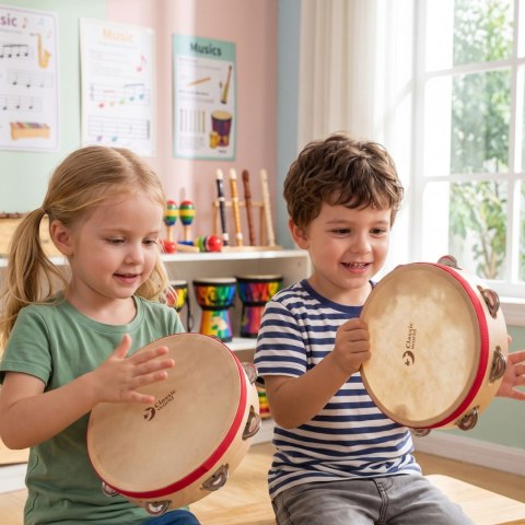 INSTRUMENT EDUKACYJNY MUZYCZNY TAMBURYN 25 CM EDUKACYJNE DLA DZIECI