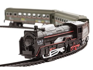 KOLEJKA ELEKTRYCZNA POCIĄG NA BATERIE RAIL KING PAROWÓZ 3 WAGONY ŚWIATŁO