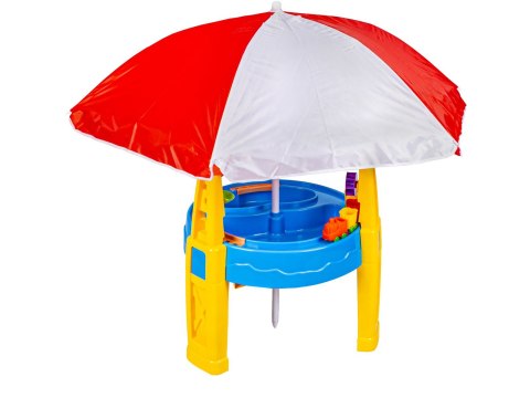 Piaskownica 2w1 Stolik Wodny Parasolka Foremki Akcesoria