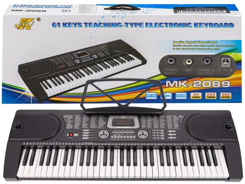 KEYBOARD ORGANY MK-2089 61 KLAWISZY STOJAK ZASILACZ WYŚWIETLACZ GŁOŚNIKI
