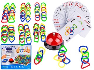 GRA LOGICZNA DLA DZIECI POŁĄCZ OBRĘCZE KSZTAŁTY DZWONEK KARTY PUZZLE RING GAME