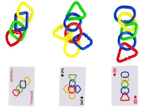 GRA LOGICZNA DLA DZIECI POŁĄCZ OBRĘCZE KSZTAŁTY DZWONEK KARTY PUZZLE RING GAME