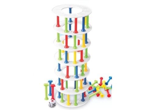 GRA ZRĘCZNOŚCIOWA ZBUDUJ WIEŻĘ STACKING KOLOROWA WIEŻA 7 PIĘTER KOLUMNY