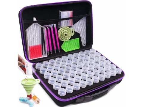 HAFT DIAMENTOWY AKCESORIA ZESTAW 60 POJEMNIKÓW ORGANIZER ETUI DIAMOND PAINTING