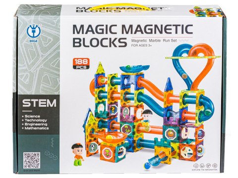 KLOCKI MAGNETYCZNE TOR KULKOWY KULODROM ZESTAW KONSTRUKCYJNY 188 EL.