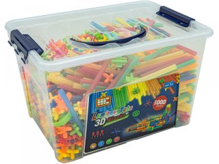 SŁOMKI KONSTRUKCYJNE 3D ŚWIECĄCE W CIEMNOŚCI KLOCKI PATYCZKI KUFEREK 1000EL