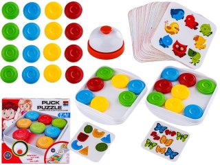 GRA ZRĘCZNOŚCIOWA LOGICZNA SZYBKIE KRĄŻKI PUCK PUZZLE KARTY DZWONEK