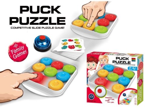 GRA ZRĘCZNOŚCIOWA LOGICZNA SZYBKIE KRĄŻKI PUCK PUZZLE KARTY DZWONEK