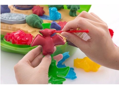 MASA PLASTYCZNA CIASTOLINA W WALIZCE DINOZAURY FOREMKI AKCESORIA ZESTAW 26 EL.