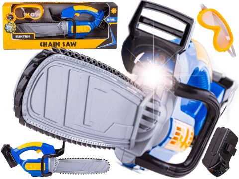 PIŁA ŁAŃCUCHOWA MOTOROWA NA BATERIE DLA MAŁEGO DRWALA ŚWIATŁO LED OKULARY