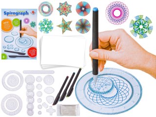 SPIROGRAF ZESTAW DO RYSOWANIA SZABLONY PISAKI 3KOLORY GEOMETRYCZNE KSZTAŁTY