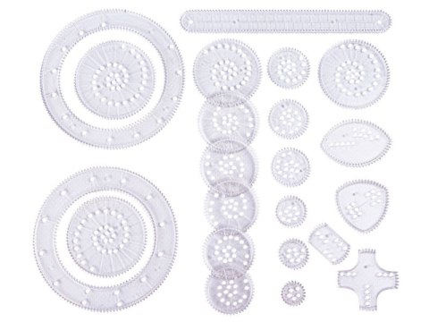SPIROGRAF ZESTAW DO RYSOWANIA SZABLONY PISAKI 3KOLORY GEOMETRYCZNE KSZTAŁTY